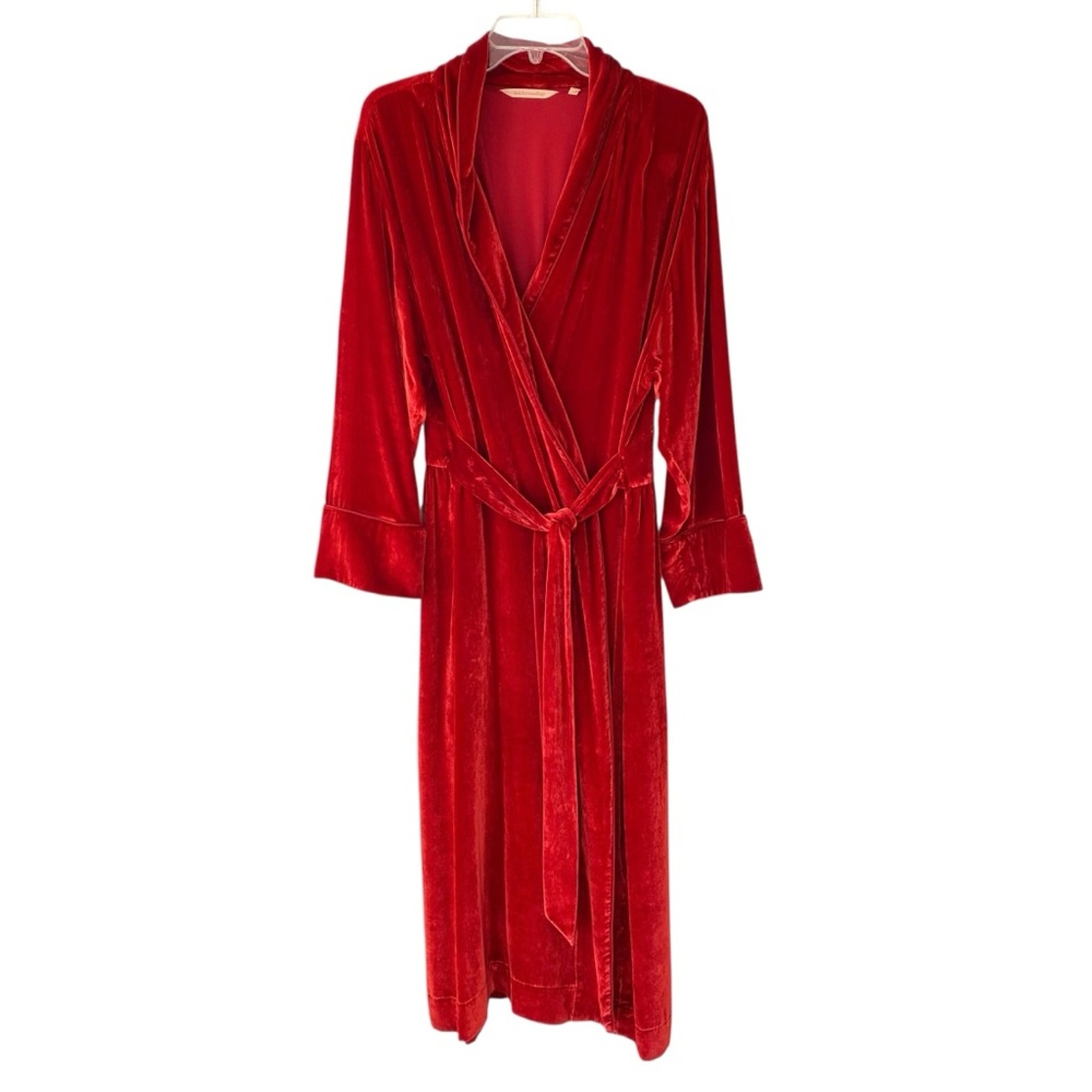 Soft Surroundings Red Velvet Robe Built In Belt Stir Size Large